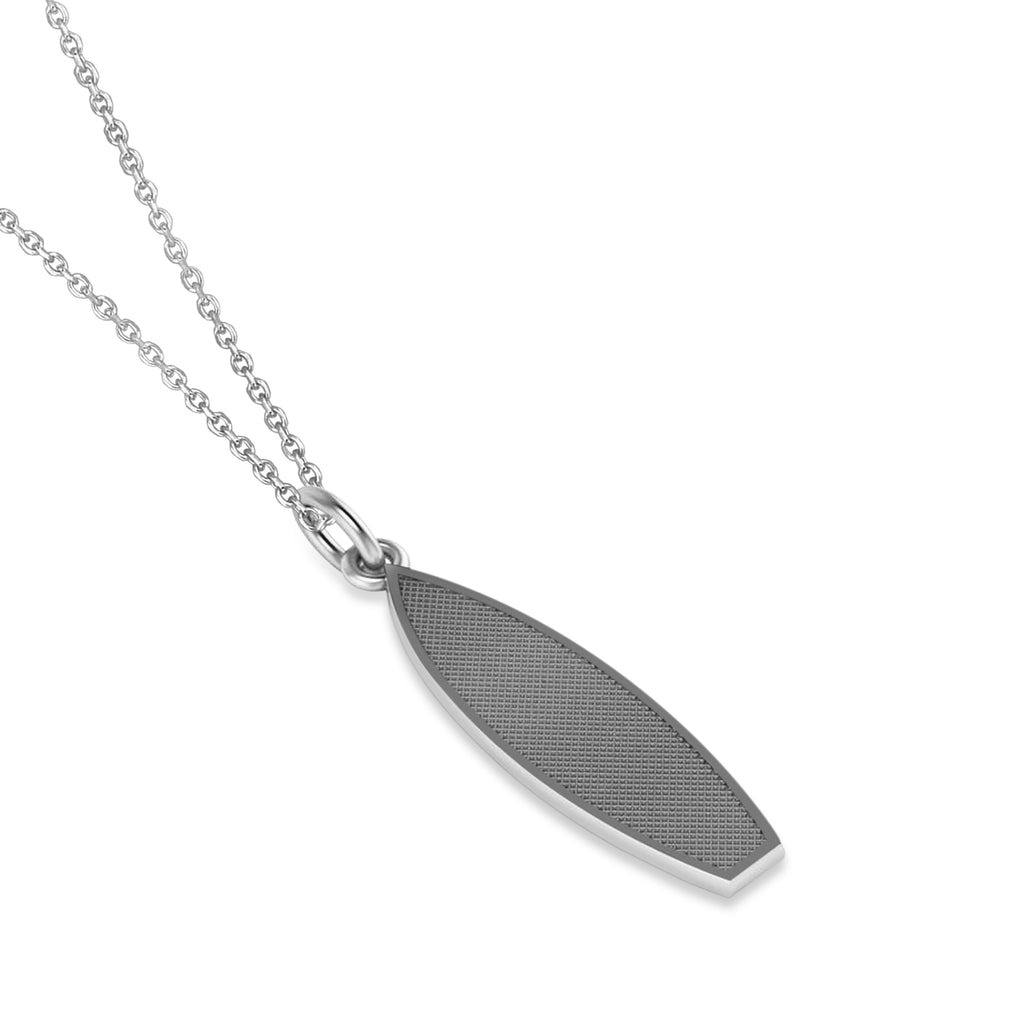 Surf Board Charm Pendant Necklace 14K White Gold