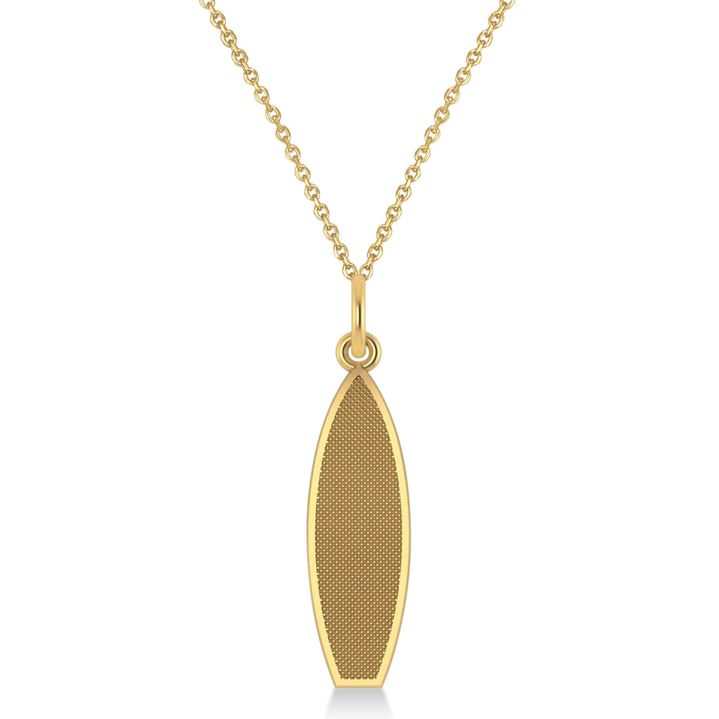 Surf Board Charm Pendant Necklace 14K Yellow Gold