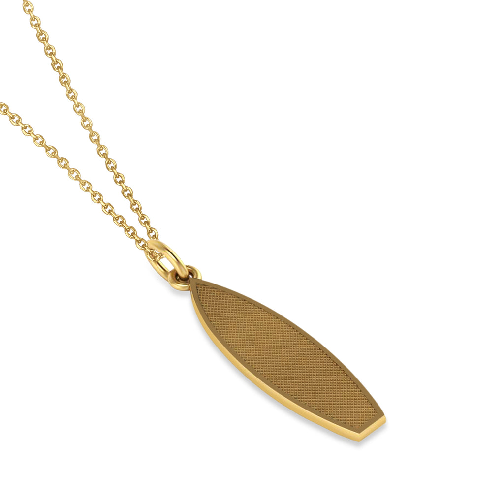 Surf Board Charm Pendant Necklace 14K Yellow Gold