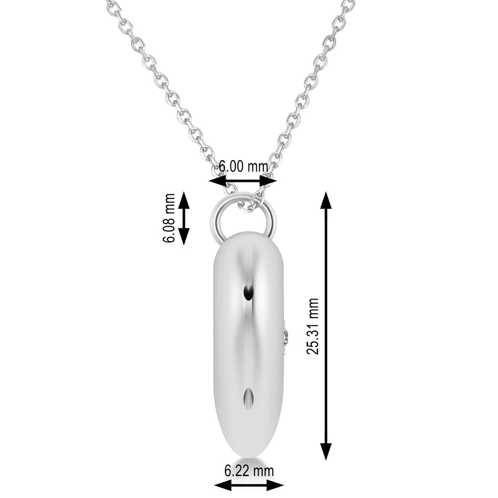 Heart with Compass Rose Locket Necklace 14k White Gold