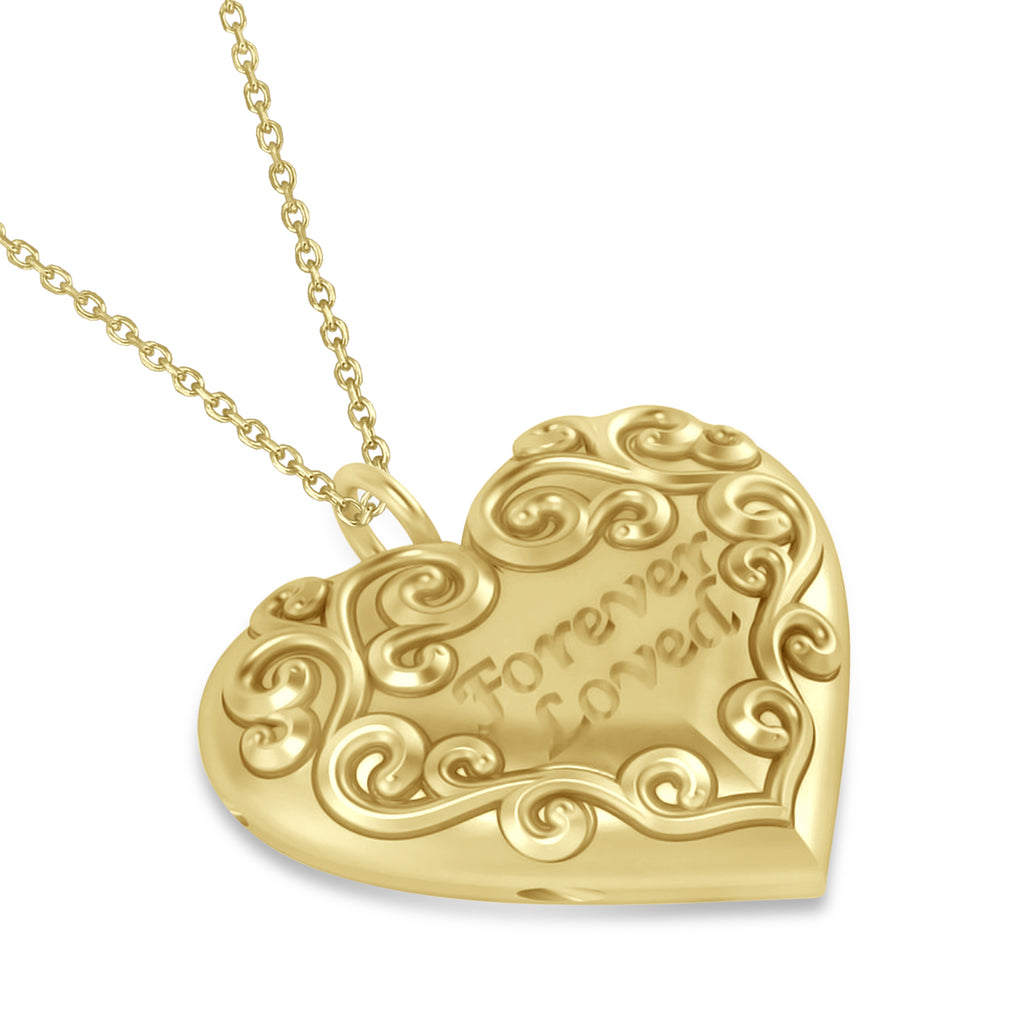 Forever Loved Heart Locket Necklace 14k Yellow Gold