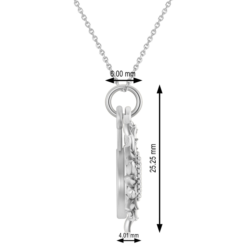 Sunflower You Are My Sunshine Pendant Necklace 14K White Gold