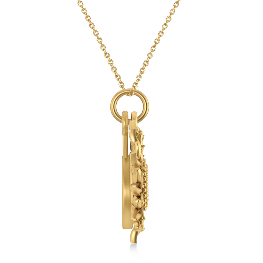 Sunflower You Are My Sunshine Pendant Necklace 14K Yellow Gold