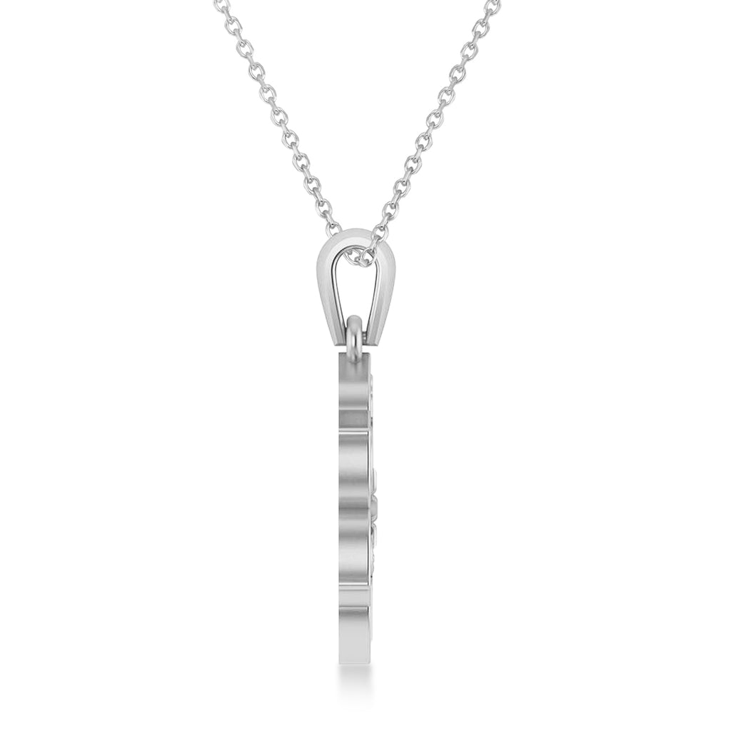 Coexist Symbols on Lotus Flower Pendant Necklace 14k White Gold