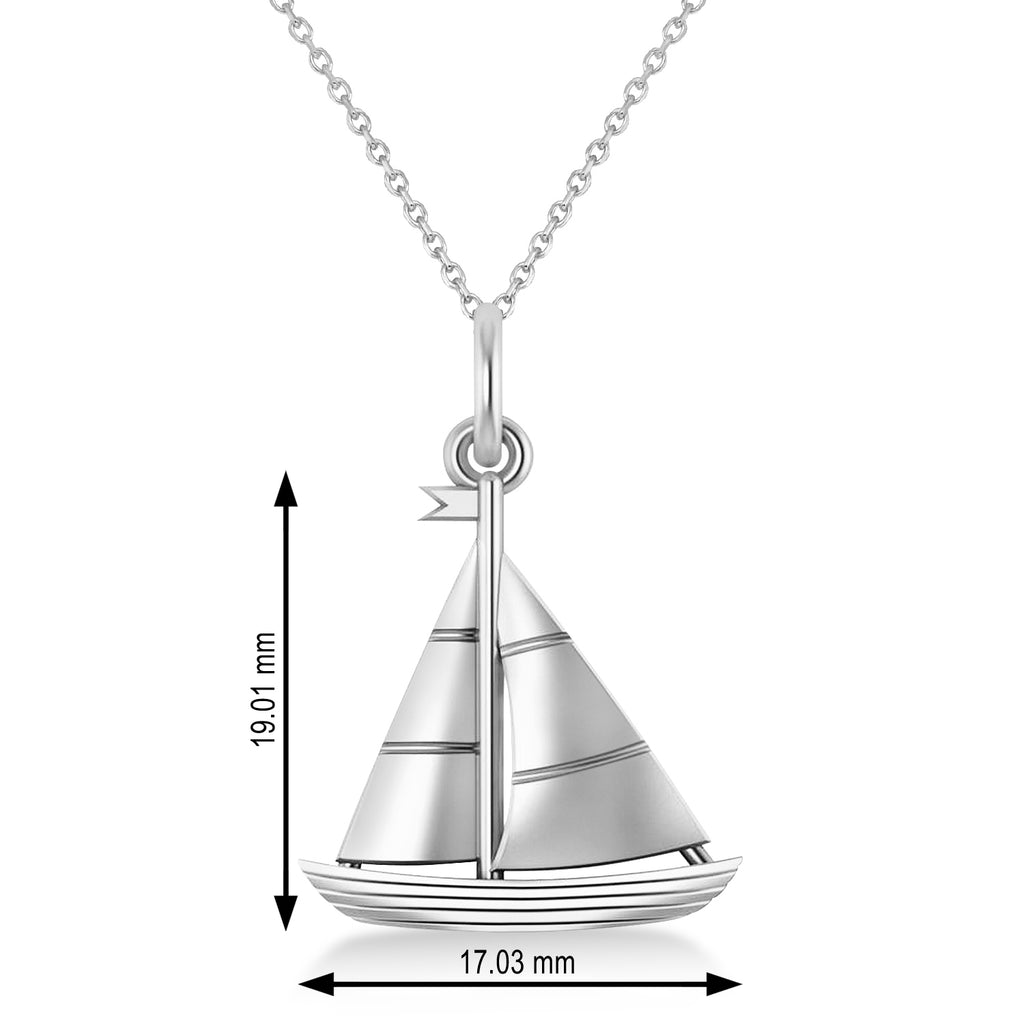 Sailboat Pendant Necklace 14k White Gold
