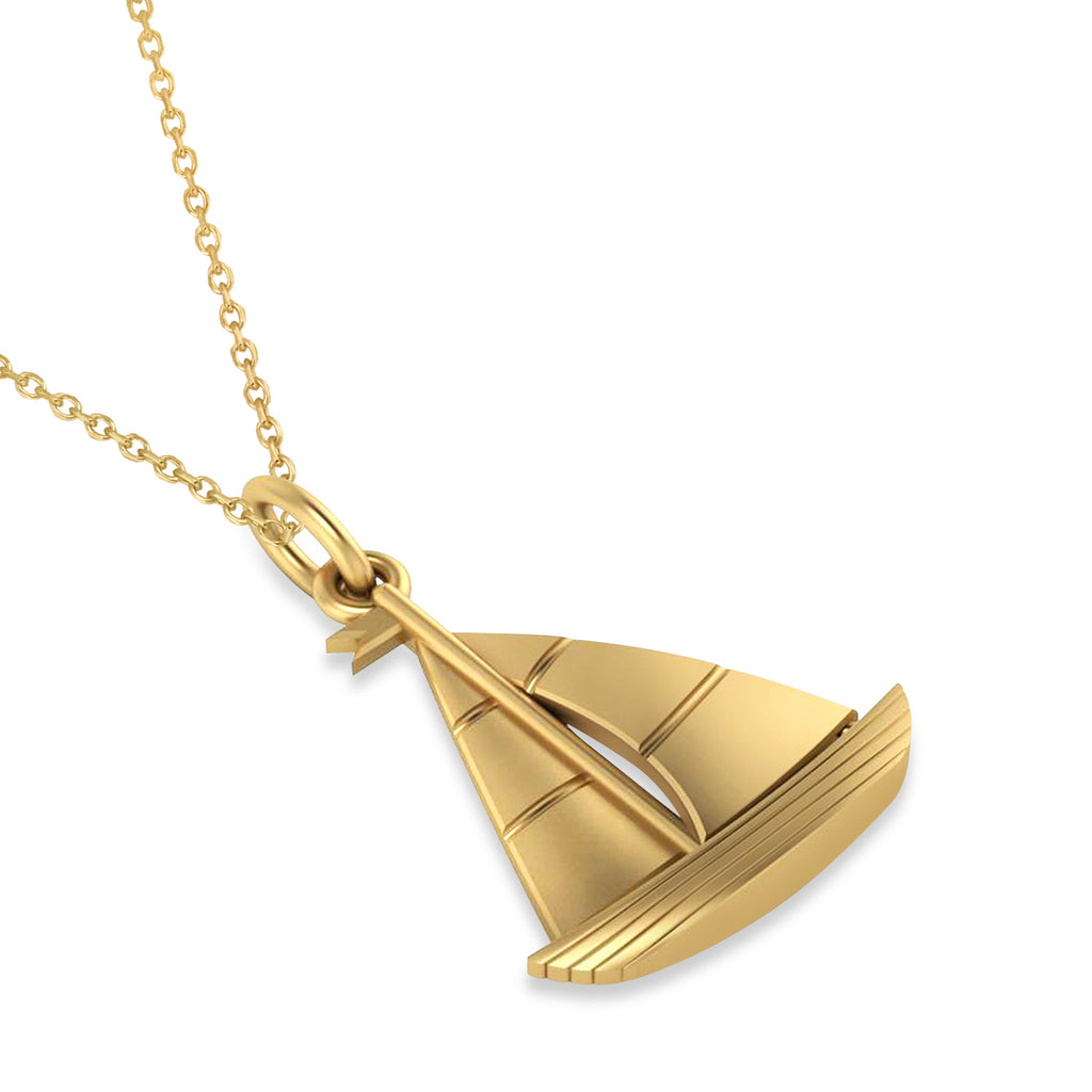 Sailboat Pendant Necklace 14k Yellow Gold