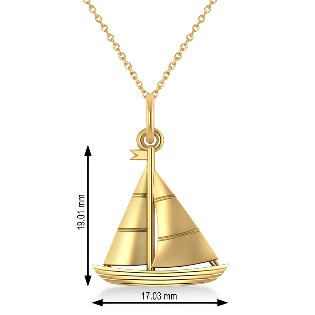 Sailboat Pendant Necklace 14k Yellow Gold