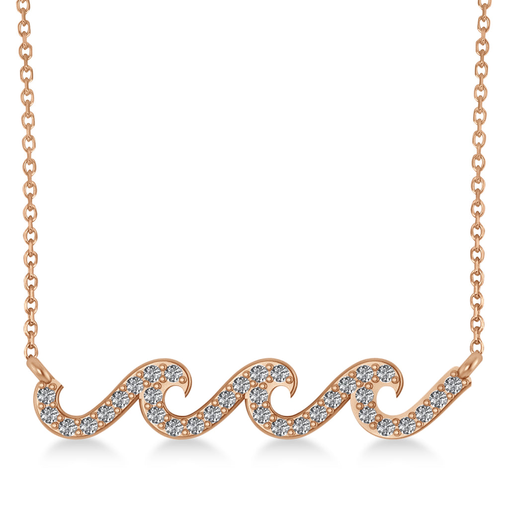 Waves Charm Pendant Necklace 14k Rose Gold (0.34ct)