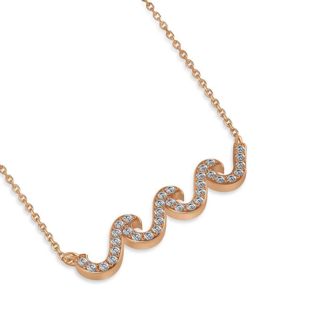 Waves Charm Pendant Necklace 14k Rose Gold (0.34ct)