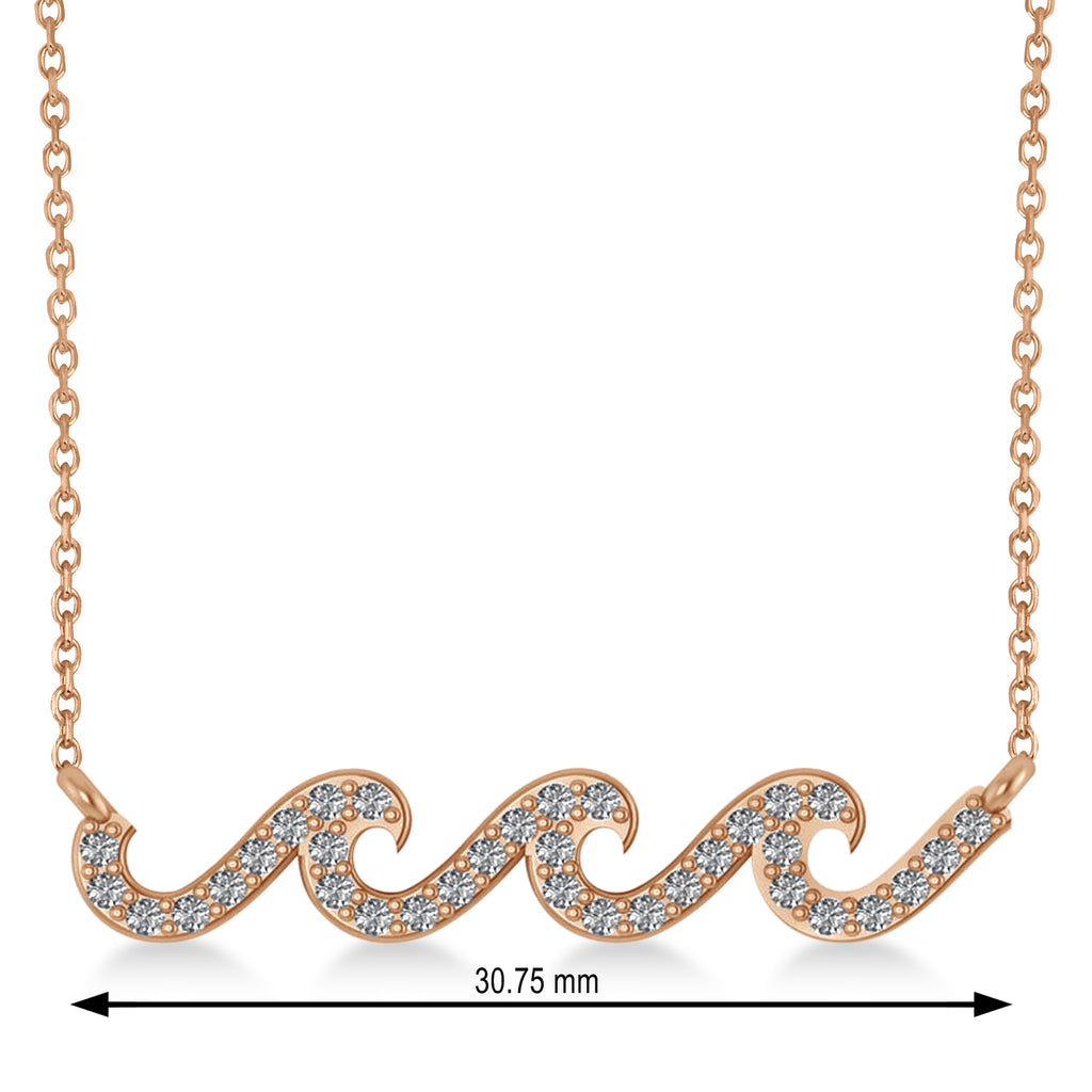 Waves Charm Pendant Necklace 14k Rose Gold (0.34ct)