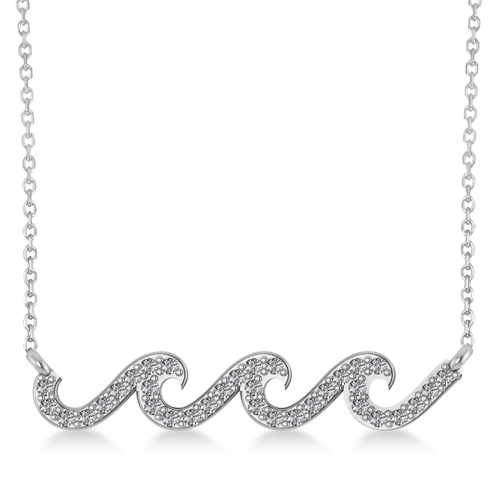 Waves Charm Pendant Necklace 14k White Gold (0.34ct)