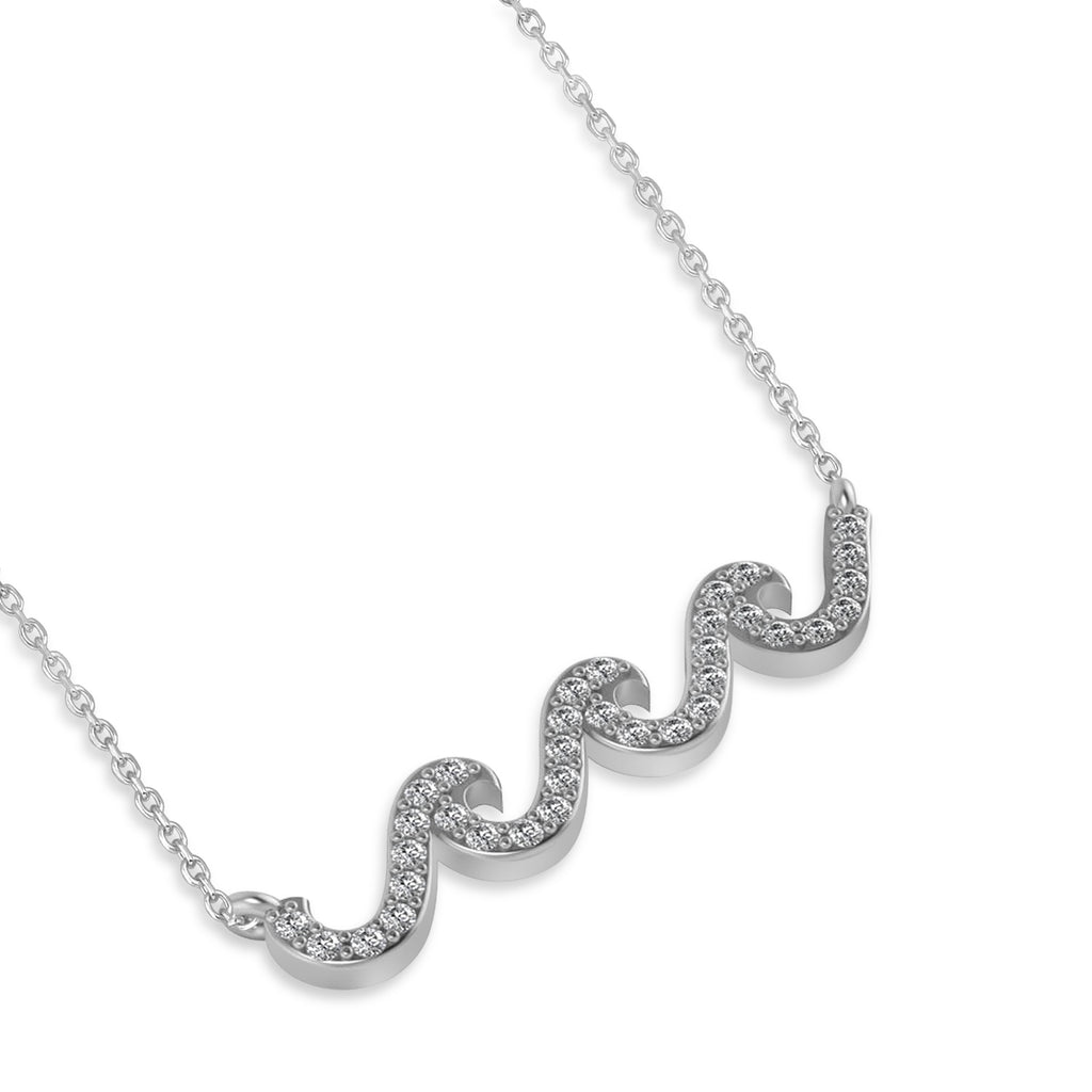 Waves Charm Pendant Necklace 14k White Gold (0.34ct)