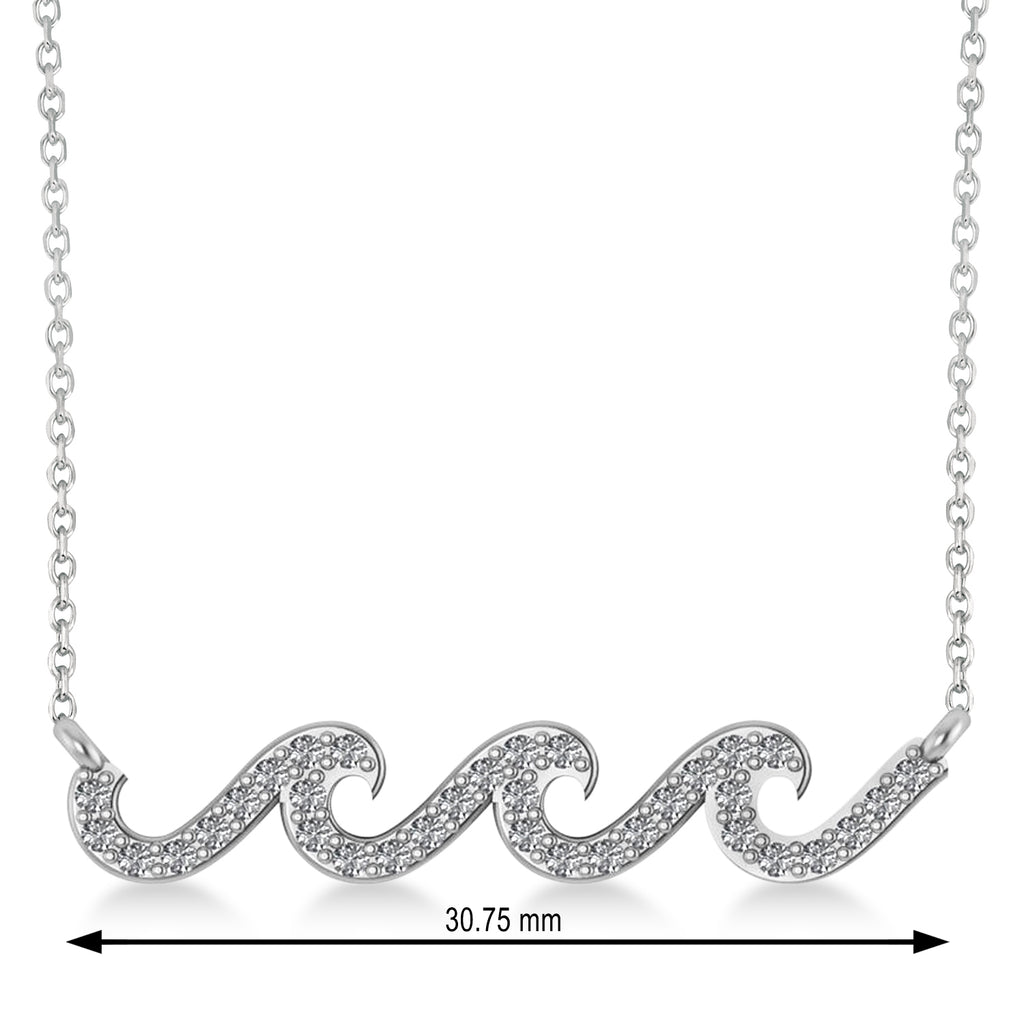 Waves Charm Pendant Necklace 14k White Gold (0.34ct)