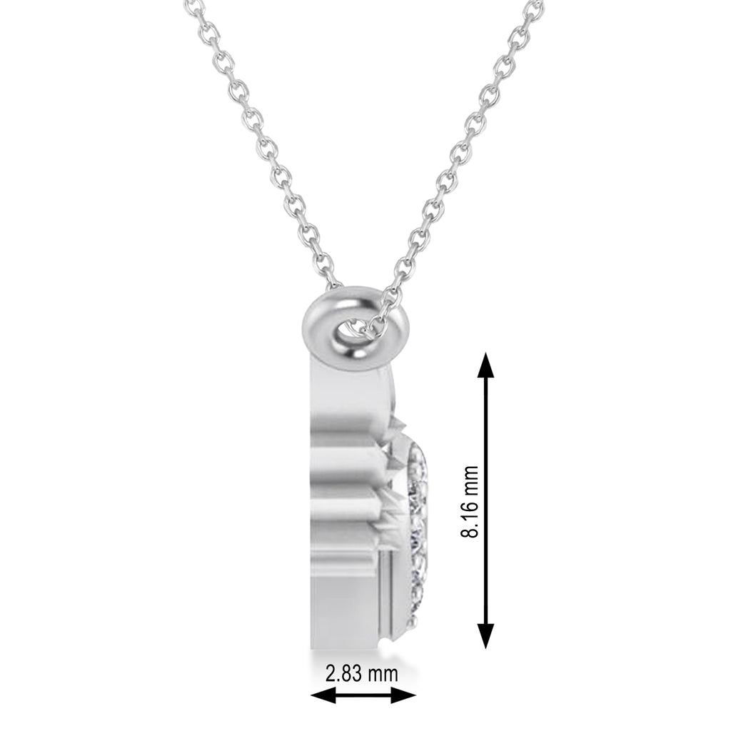 Diamond Heart & Angel Wings Pendant Necklace 14k White Gold (0.05ct)