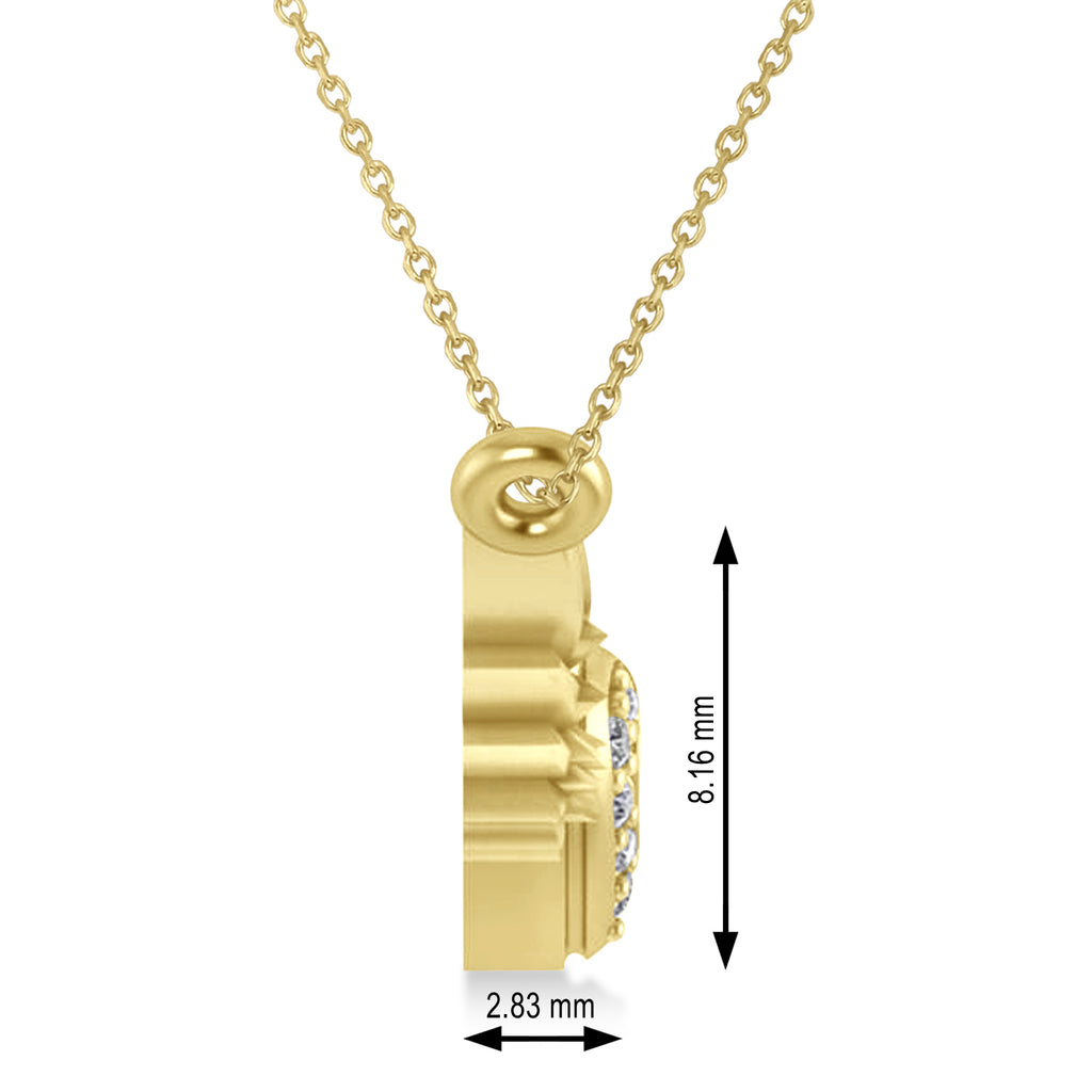 Diamond Heart & Angel Wings Pendant Necklace 14k Yellow Gold (0.05ct)