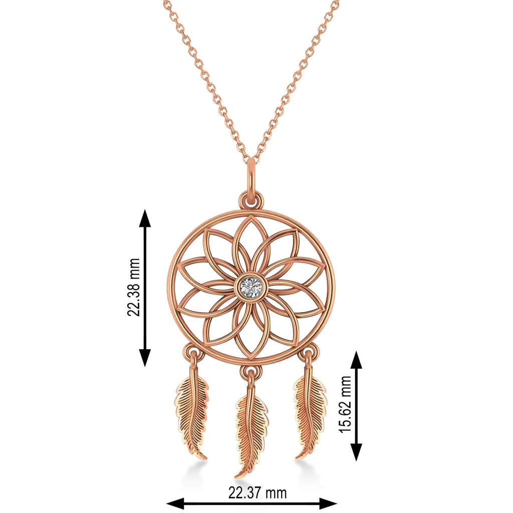 Diamond Dream Catcher Pendant Necklace 14k Rose Gold (0.10ct)
