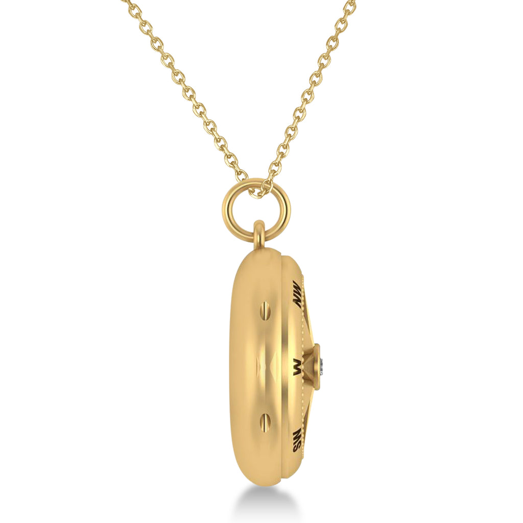 Diamond Compass Locket Necklace 14k Yellow Gold (0.10ct)
