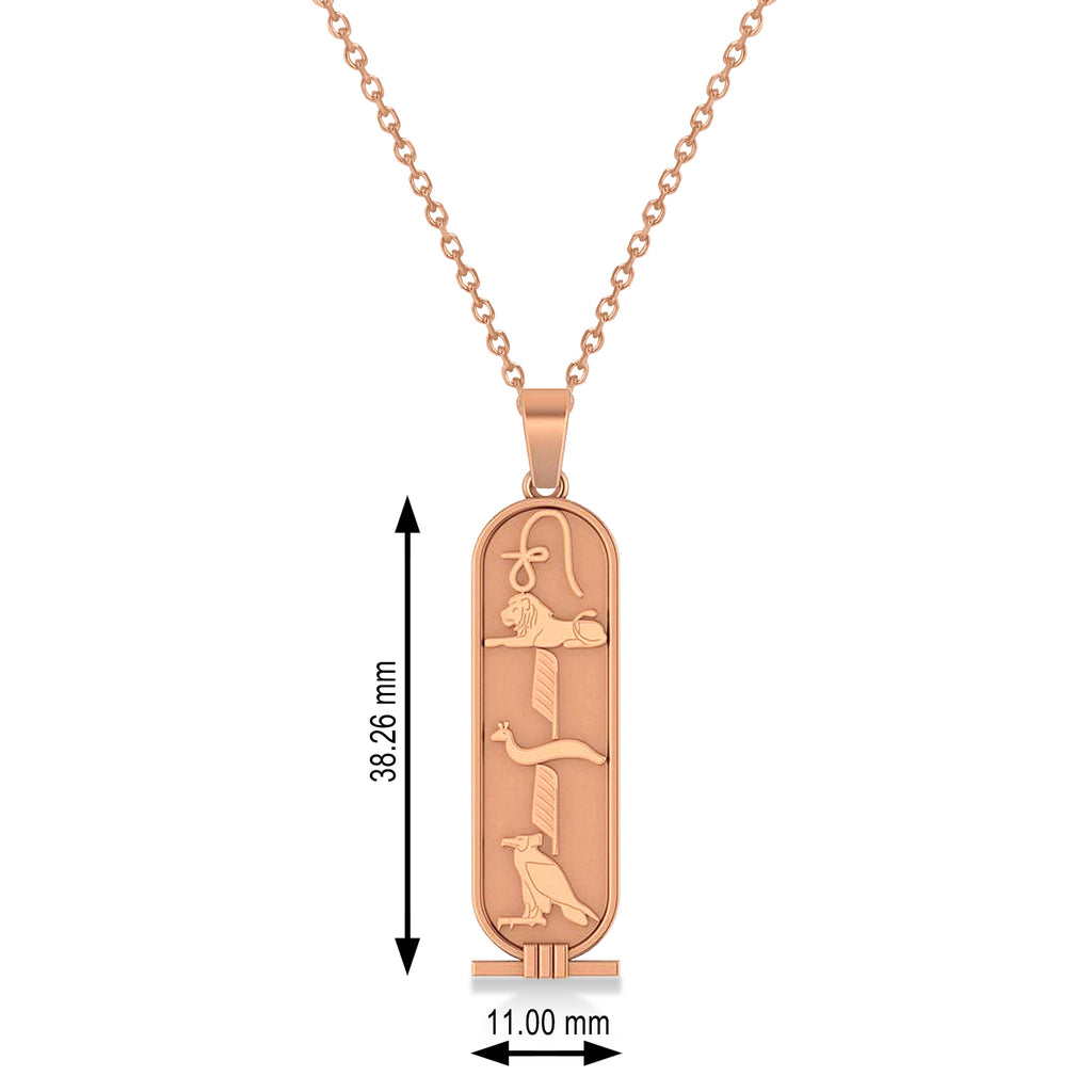 Egyptian Cartouche Pendant Necklace 14k Rose Gold