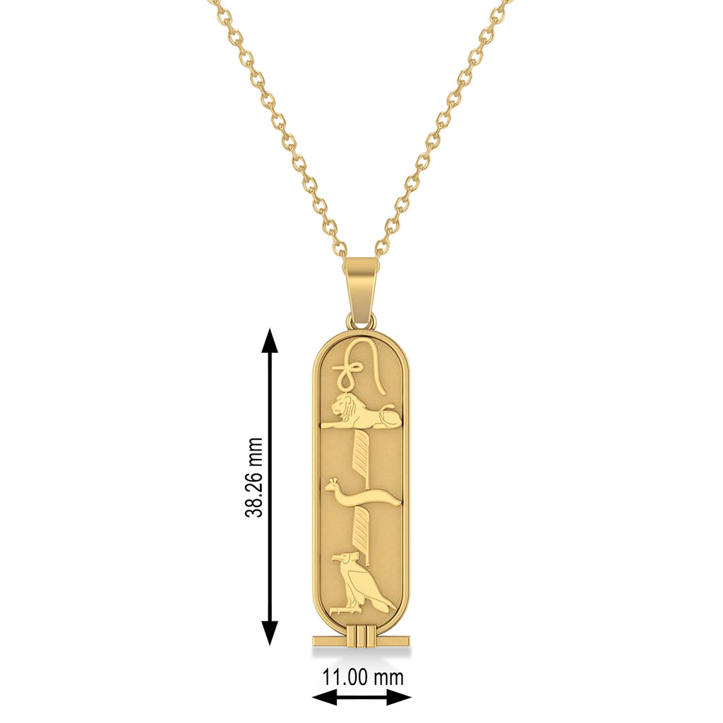 Egyptian Cartouche Pendant Necklace 14k Yellow Gold