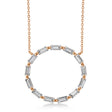 Diamond Baguette Formed Circle Pendant Necklace 14k Rose Gold (1.82ct)