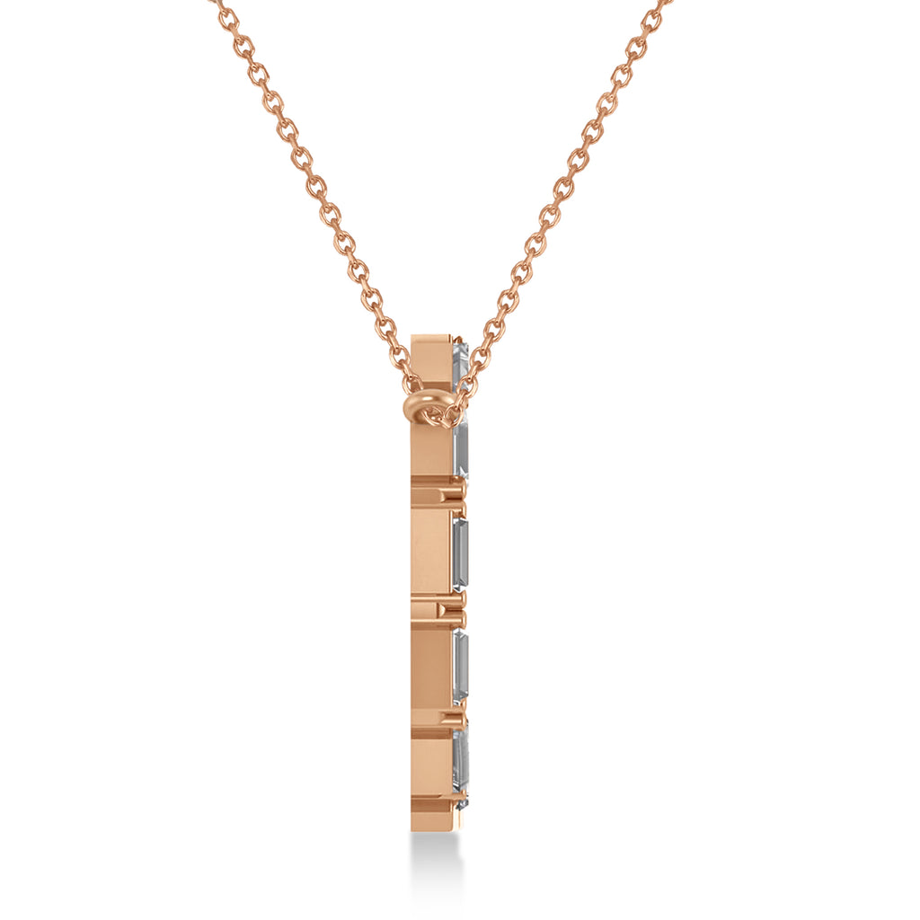 Diamond Baguette Formed Circle Pendant Necklace 14k Rose Gold (1.82ct)