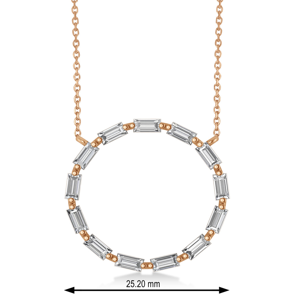 Diamond Baguette Formed Circle Pendant Necklace 14k Rose Gold (1.82ct)