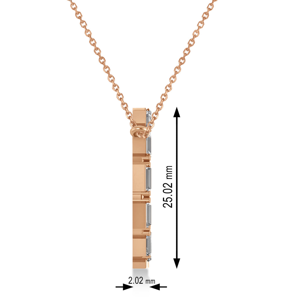 Diamond Baguette Formed Circle Pendant Necklace 14k Rose Gold (1.82ct)