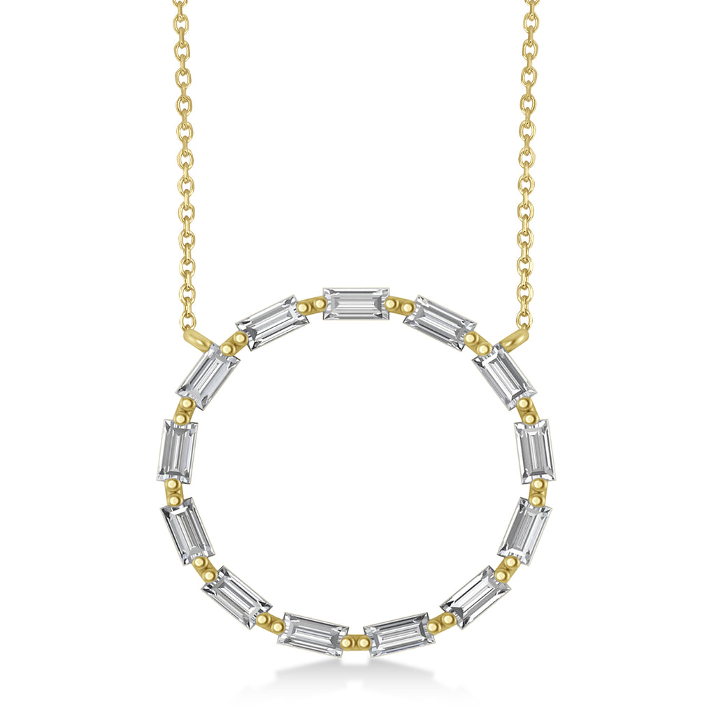 Diamond Baguette Formed Circle Pendant Necklace 14k Yellow Gold (1.82ct)