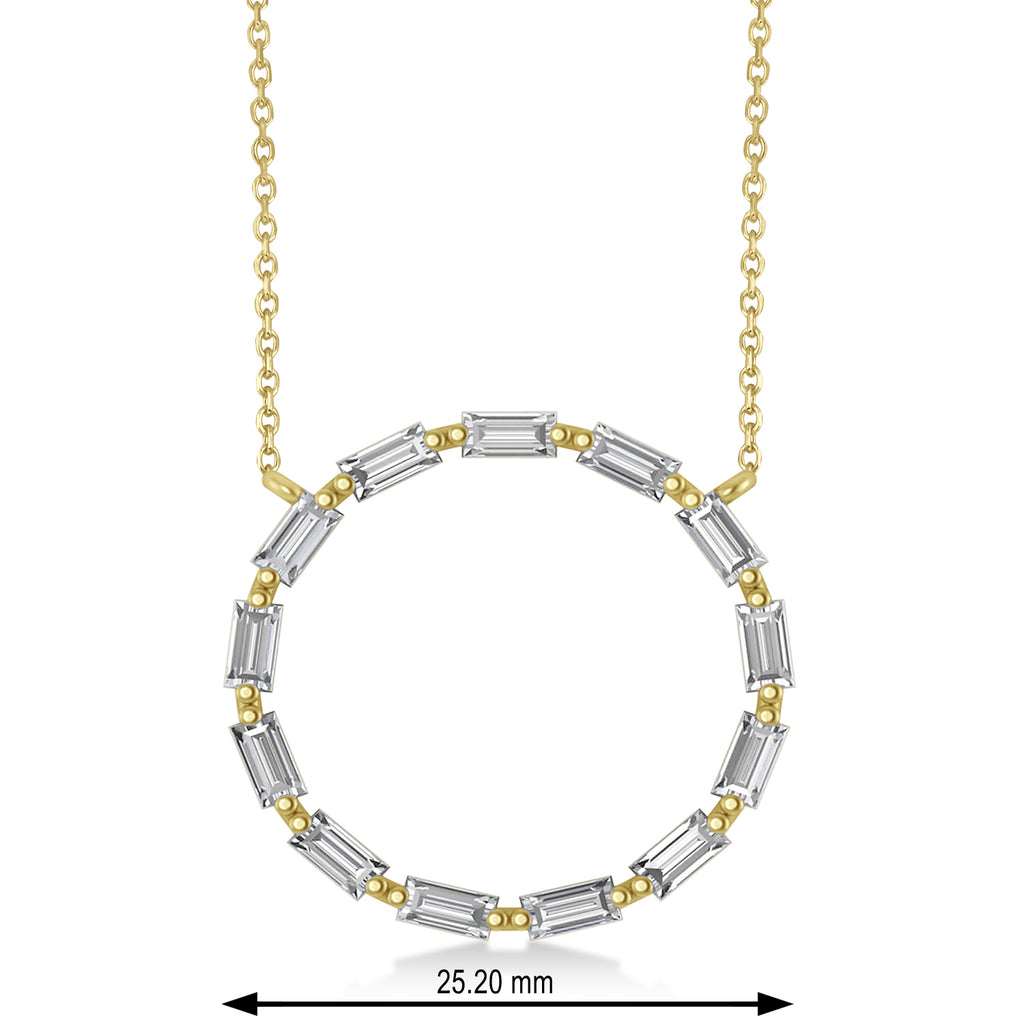 Diamond Baguette Formed Circle Pendant Necklace 14k Yellow Gold (1.82ct)
