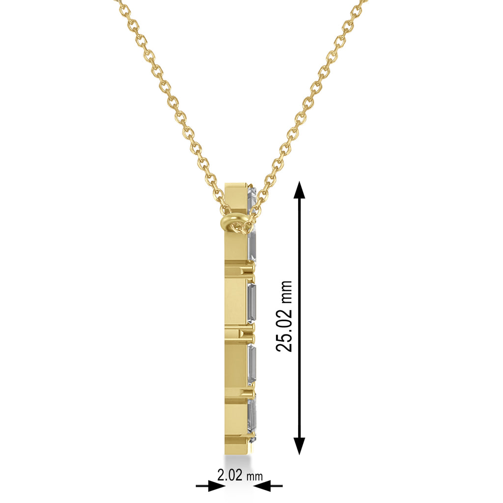 Diamond Baguette Formed Circle Pendant Necklace 14k Yellow Gold (1.82ct)
