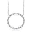 Moissanite Baguette Formed Circle Pendant Necklace 14k White Gold (1.82ct)