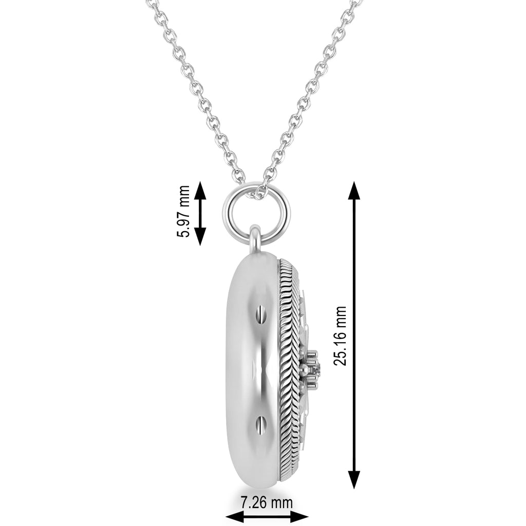 Diamond Snowflake Designed Locket Necklace 14k White Gold (0.05ct)