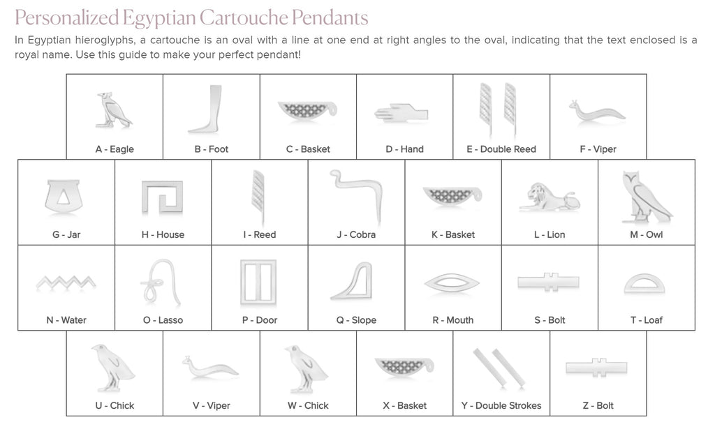 Large Egyptian Cartouche Pendant Necklace 14k White Gold