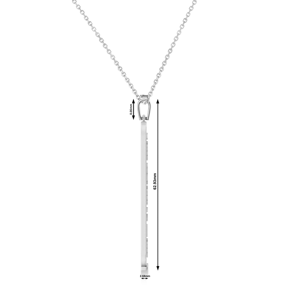 Large Egyptian Cartouche Pendant Necklace 14k White Gold