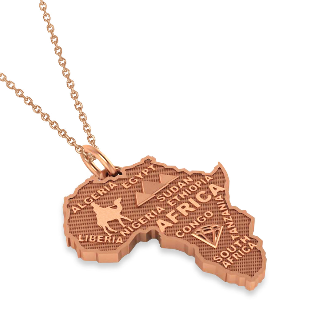 Map of Africa Pendant Necklace 14K Rose Gold