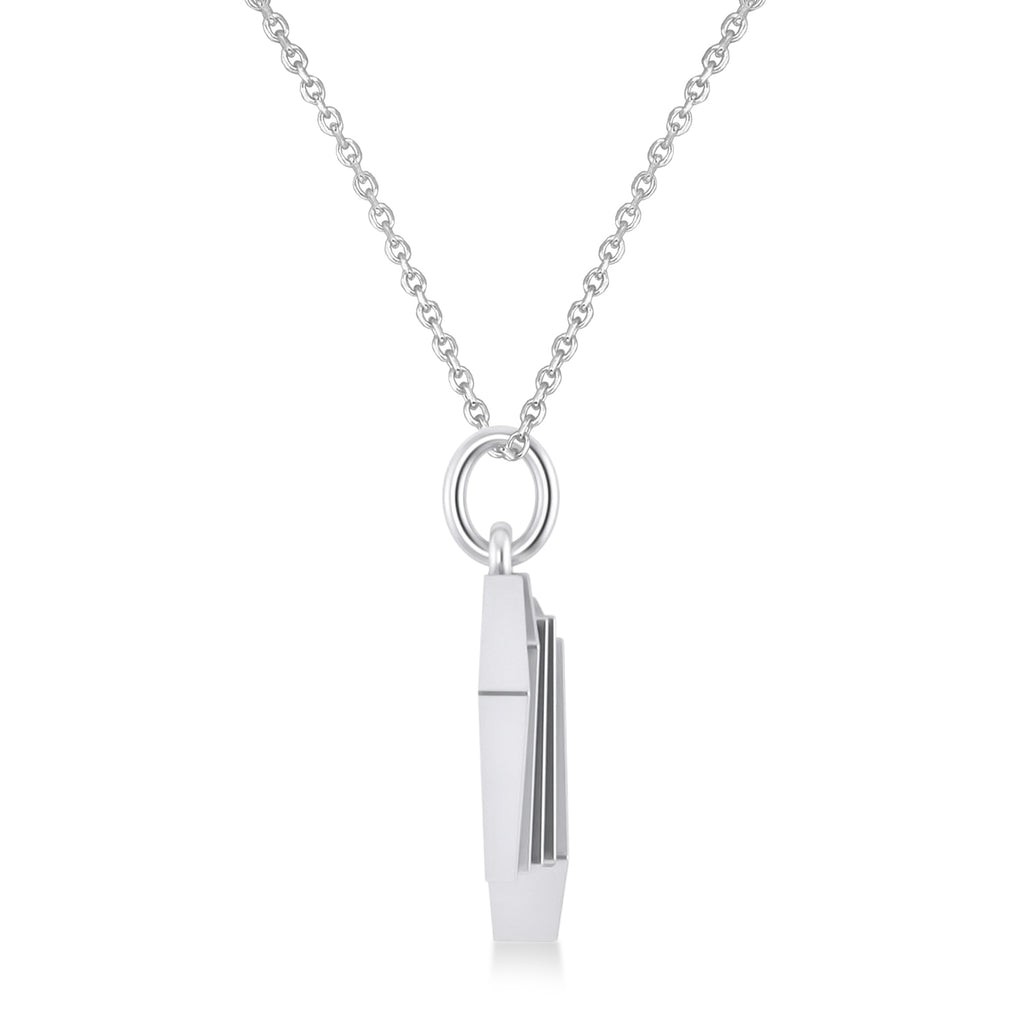 Playing Card Royal Flush Poker Pendant Necklace 14K White Gold