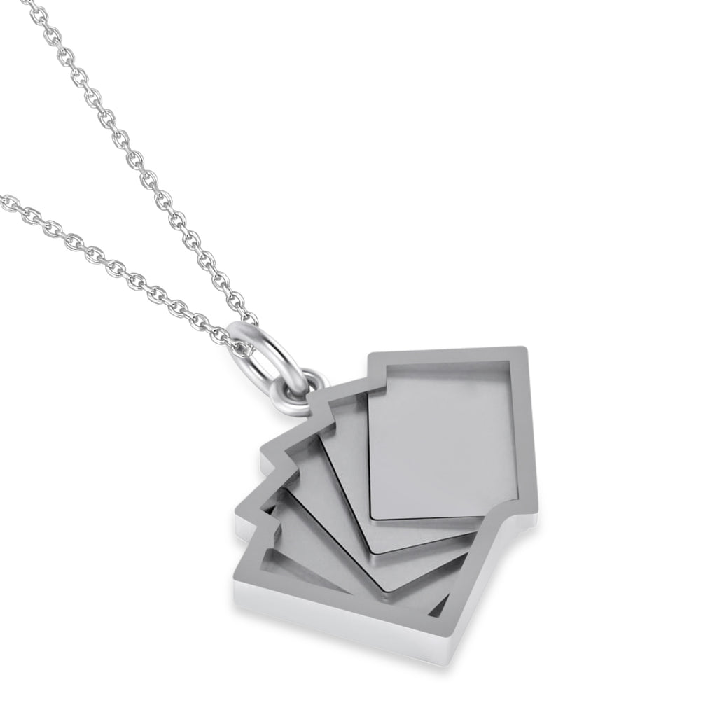 Playing Card Royal Flush Poker Pendant Necklace 14K White Gold