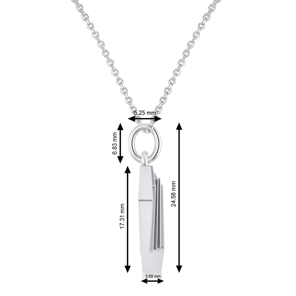 Playing Card Royal Flush Poker Pendant Necklace 14K White Gold