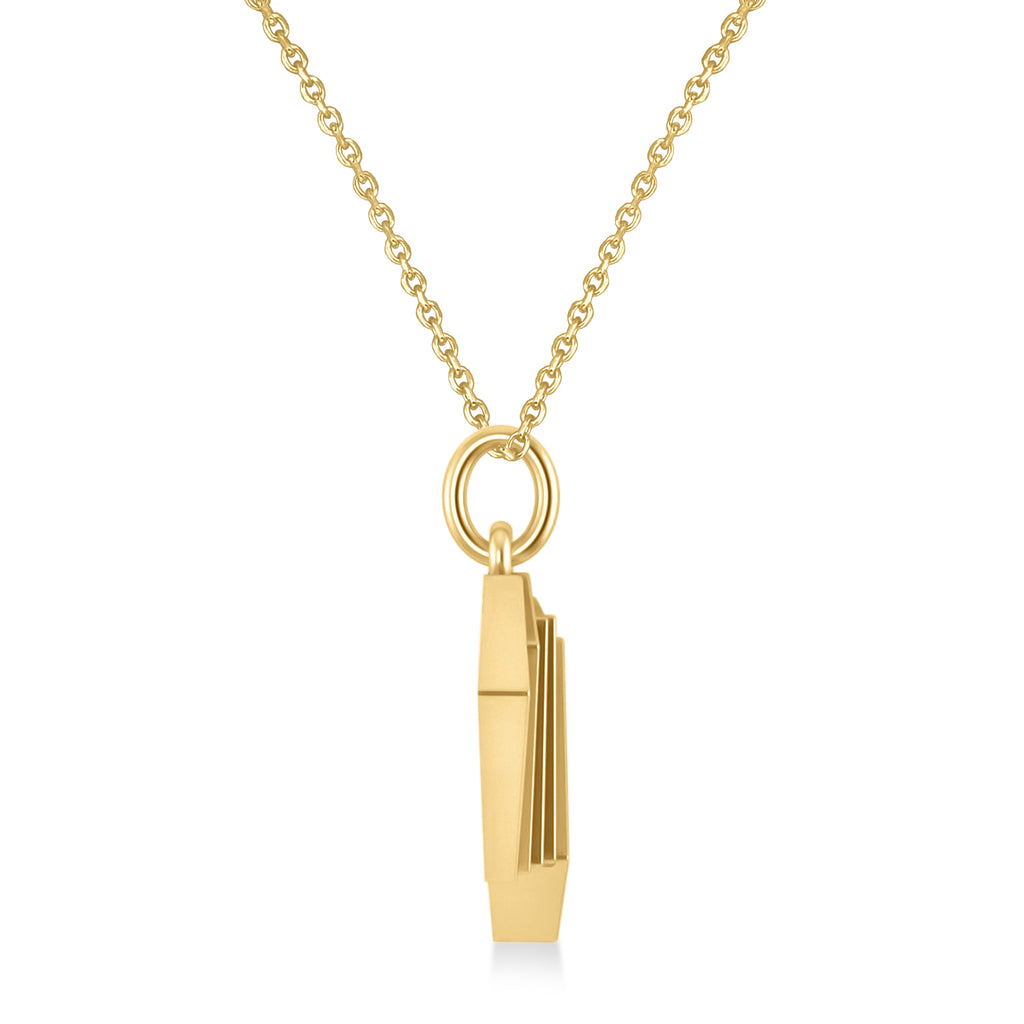 Playing Card Royal Flush Poker Pendant Necklace 14K Yellow Gold