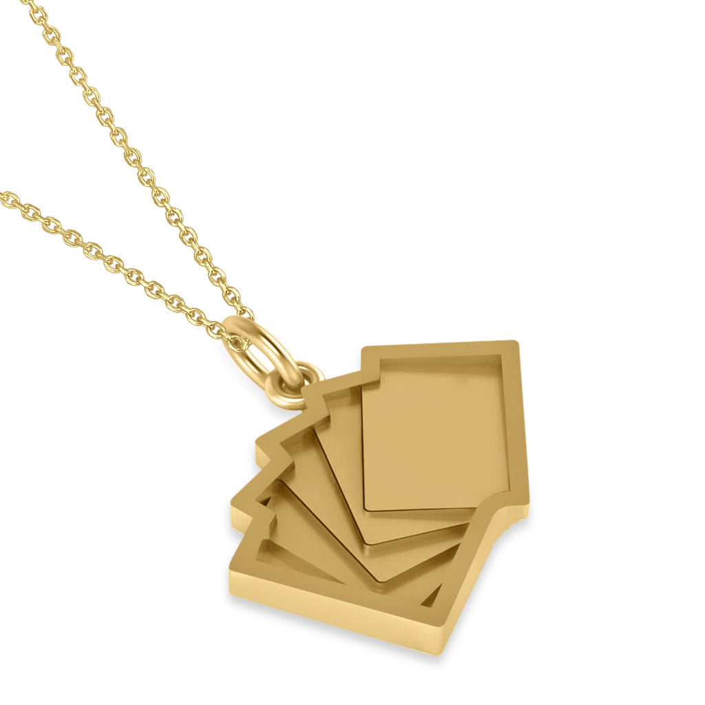 Playing Card Royal Flush Poker Pendant Necklace 14K Yellow Gold
