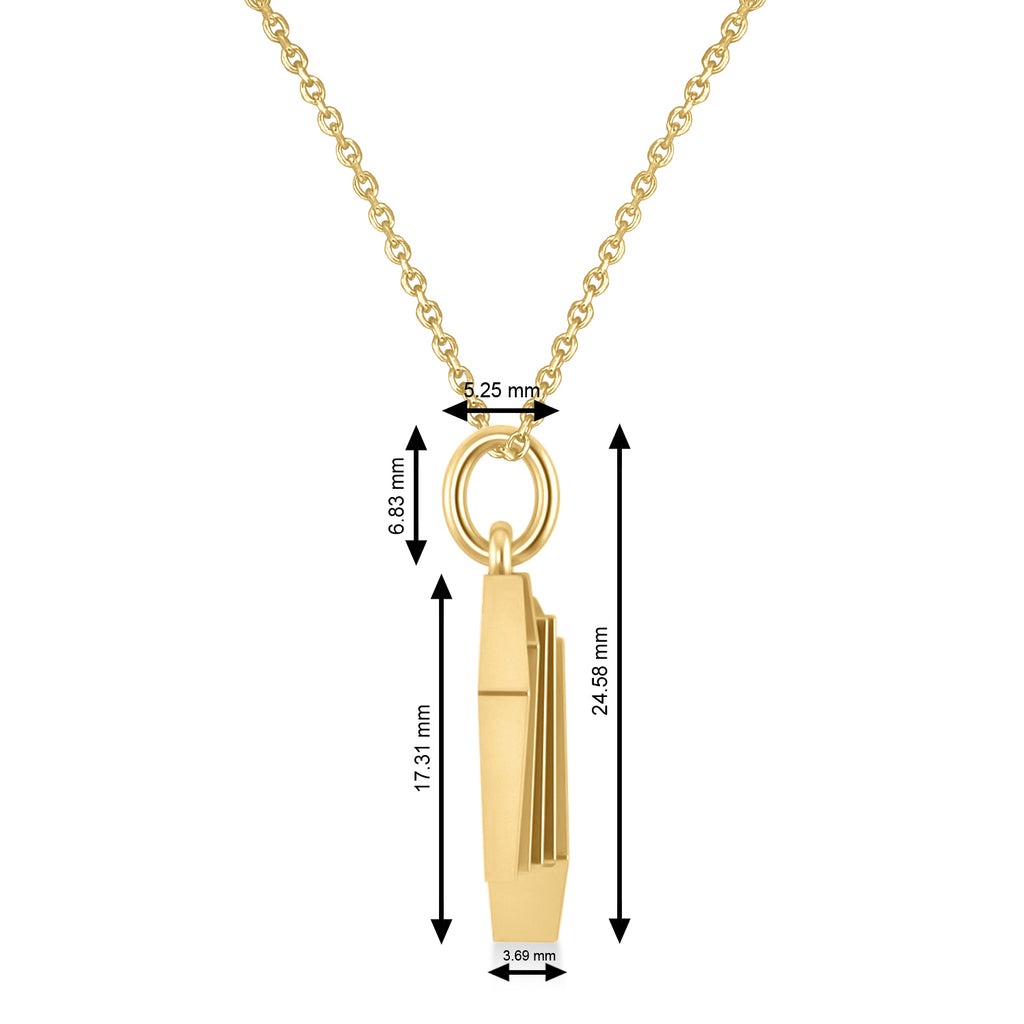 Playing Card Royal Flush Poker Pendant Necklace 14K Yellow Gold