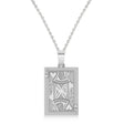 Playing Card Poker Pendant Necklace 14K White Gold