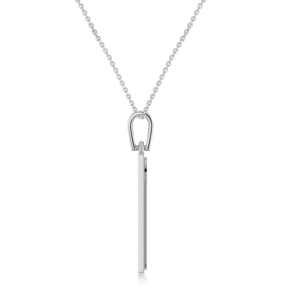Playing Card Poker Pendant Necklace 14K White Gold