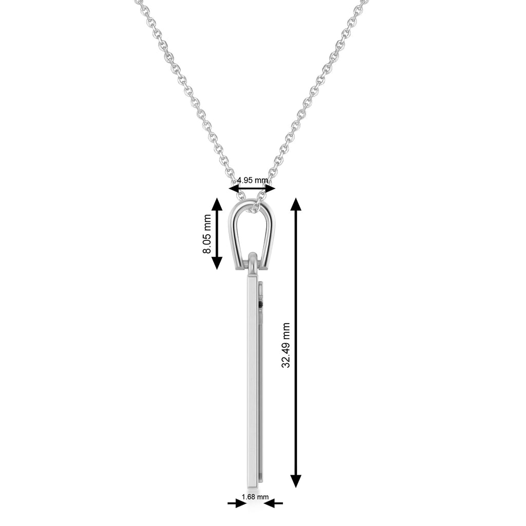 Playing Card Poker Pendant Necklace 14K White Gold