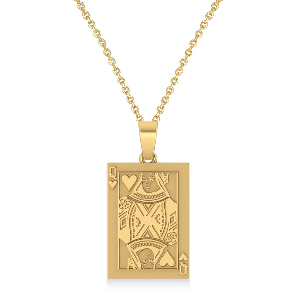 Playing Card Poker Pendant Necklace 14K Yellow Gold