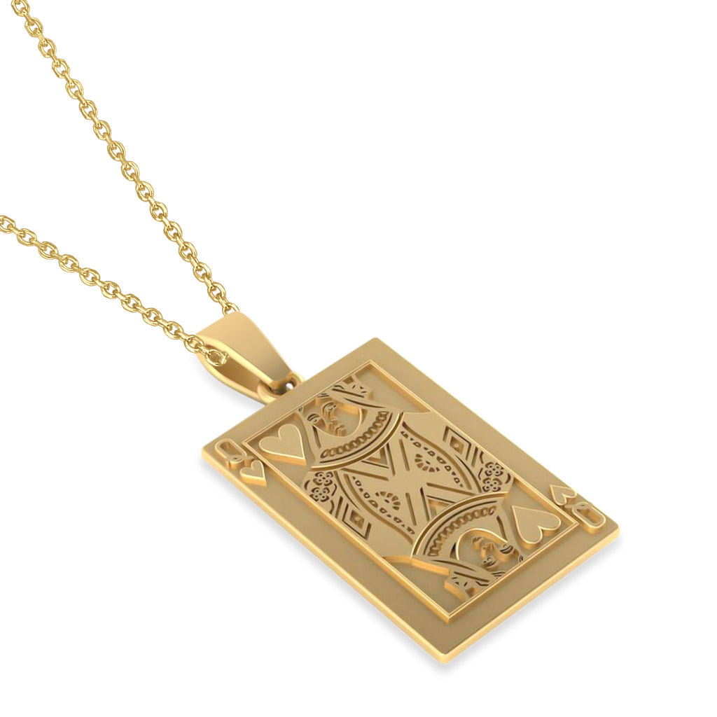 Playing Card Poker Pendant Necklace 14K Yellow Gold