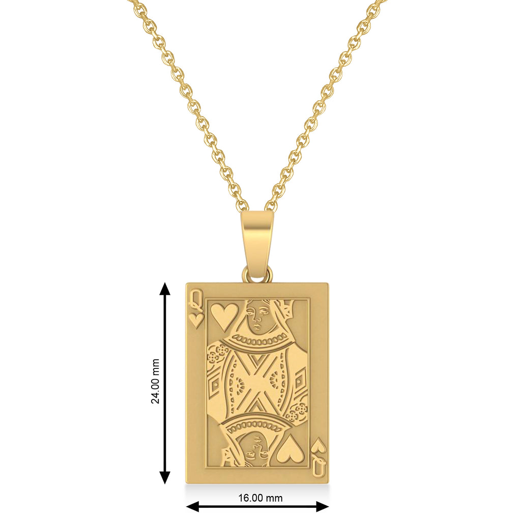 Playing Card Poker Pendant Necklace 14K Yellow Gold