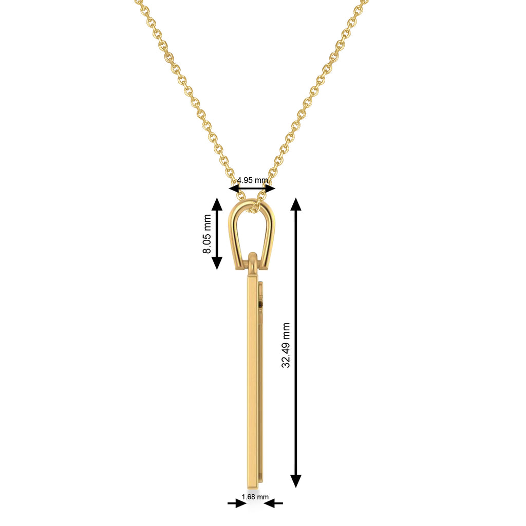 Playing Card Poker Pendant Necklace 14K Yellow Gold