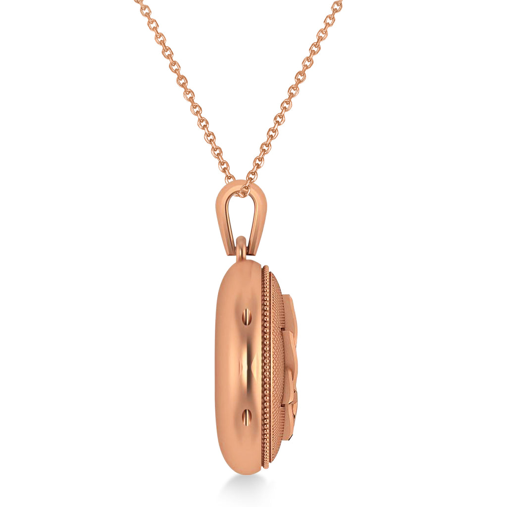 Jewish Star of David Locket Pendant Necklace 14K Rose Gold