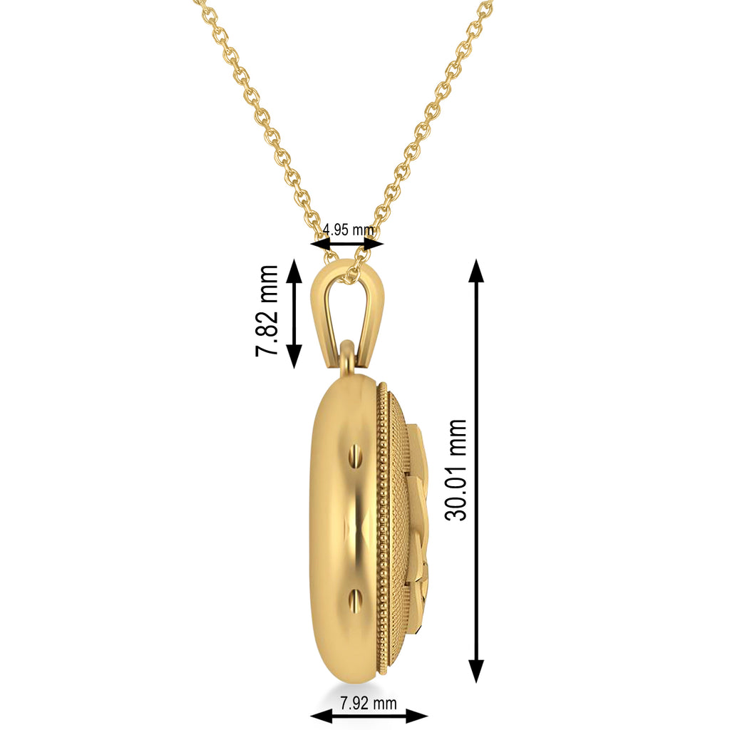 Jewish Star of David Locket Pendant Necklace 14K Yellow Gold
